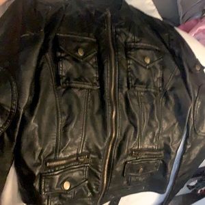 cute black leather jacket with 6 pockets